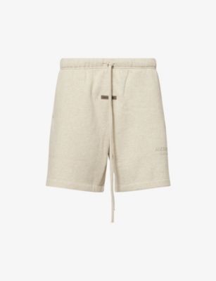 Essentials Mens Heather Stone Soccer Fleece Logo-embellished Cotton-blend Track Shorts Xs In Gray