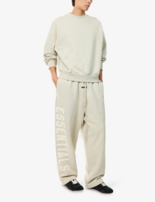 Essentials Mens Heather Stone Classic Logo-embellished Cotton-blend Sweatshirt In Neutral