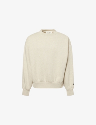 Essentials Mens Heather Stone Classic Logo-embellished Cotton-blend Sweatshirt In Gray