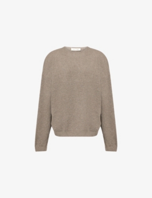 Essentials Mens Homestead Heather Long-sleeve Logo-embroidered Waffle-knit Jumper In Purple