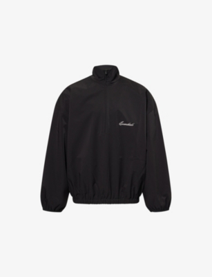 Essentials Mens Jet Black Sporty Half-zip Woven Jacket Xs