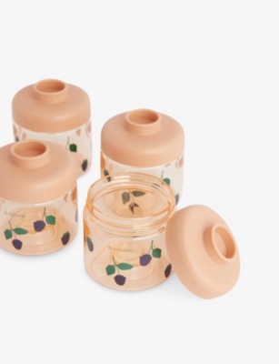 Liewood Berry / Pale Tuscany Dominique Floral-print Plastic Set Of Four Food Boxes