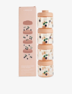 Liewood Berry / Pale Tuscany Dominique Floral-print Plastic Set Of Four Food Boxes