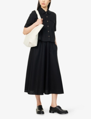 Barbour Womens Black Luna Relaxed-fit Cotton And Linen Shirt