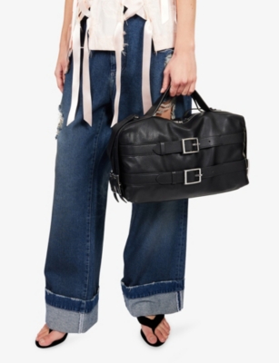 Simone Rocha Womens Black Biker Belt Leather Shoulder Bag In Black