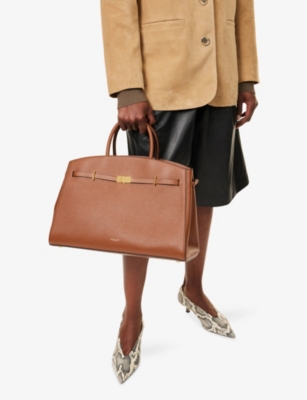 Demellier Womens The Hudson Leather Tote Bag Tan In Brown