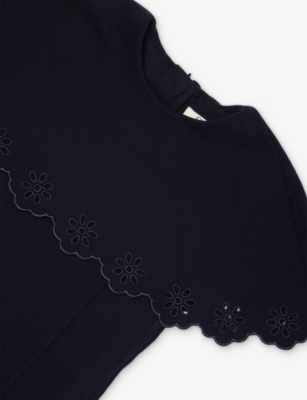 CHLOE: Scallop-Trim Short-Sleeve Cotton Dress 4-14 Years
