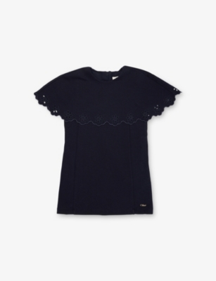 CHLOE: Scallop-Trim Short-Sleeve Cotton Dress 4-14 Years