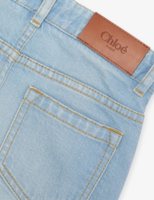 Chloé Denim Blue Contrast-panel Flared Stretch-denim Jeans 6-14 In Multi