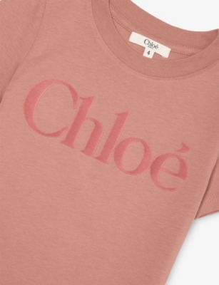 CHLOE: Logo-Embroidered Round-Neck Cotton-Jersey T-Shirt 4-14 Years