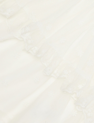 Chloé Offwhite Ruffled Long-sleeve Tulle Blouse 6- In White