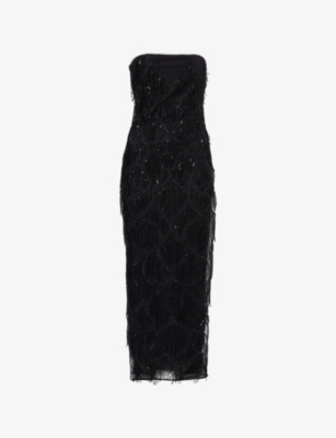 Rotate Birger Christensen Womens Black Albertina Sequin Woven Midi Dress