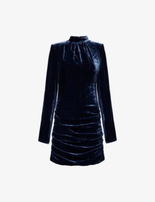 Rotate Birger Christensen Womens Graphite Vilma Ruched Woven Mini Dress In Blue