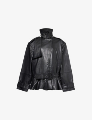 ROTATE BIRGER CHRISTENSEN: Biker Peplum Leather Jacket