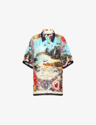 Camilla Womens Bathbomb Bathing Bombshell Oversized Silk Shirt Xs In Multi