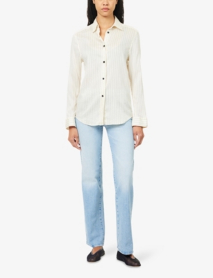 Mother Womens Go Long The Kick It Straight-leg Denim Jeans In Blue