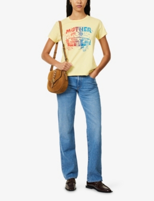 Mother Womens Rolling In The Dough The Relish Sneak Denim Jeans In Blue