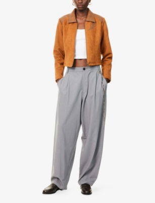 Mother Womens Making Good Time The Lane Changer Cropped Faux-suede Jacket Xs