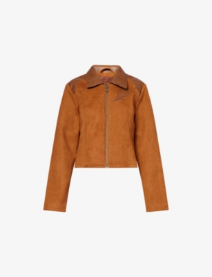 Mother Womens Making Good Time The Lane Changer Cropped Faux-suede Jacket Xs