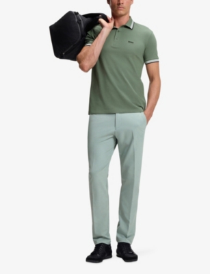 Hugo Boss Tipped-collar Polo Shirt In Green