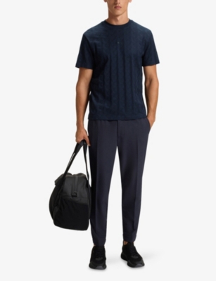 Hugo Boss Mens Dark Blue Logo-embroidered Short-sleeve Cotton T-shirt Xxxl In Blue