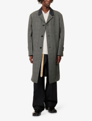 MAISON MARGIELA: Contrast-Collar Longline Wool-Blend Coat