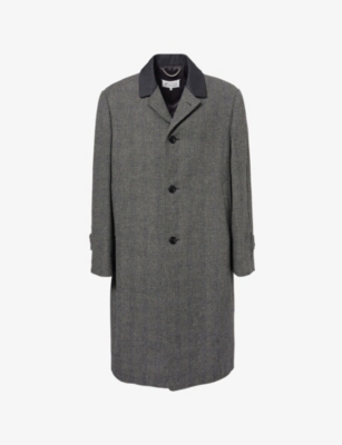 MAISON MARGIELA: Contrast-Collar Longline Wool-Blend Coat