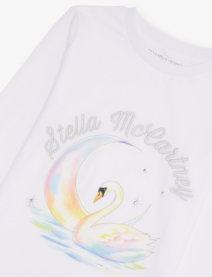 Stella Mccartney White Graphic-print Round Neck Cotton-jersey Top 4-12 In White