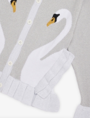 STELLA MCCARTNEY: Swan Ruffle-Hem Long-Sleeve Cotton-Blend Cardigan