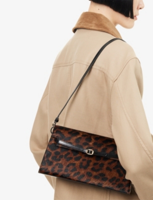 Verafied Womens Cheetah Selfridges X  Vera Leather Shoulder Bag In Brown