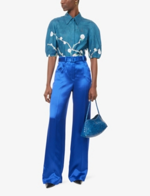 Gabriela Hearst Womens Cobalt Norman Straight-leg Silk-satin Trousers In Blue