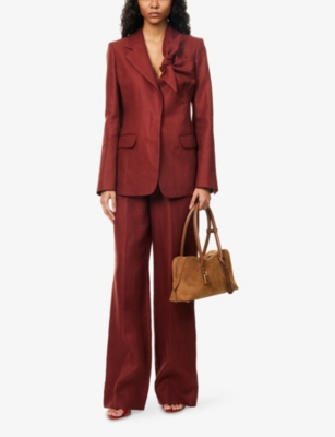 Gabriela Hearst Womens Burnt Sienna Norman Wide-leg Linen Trousers In Brown
