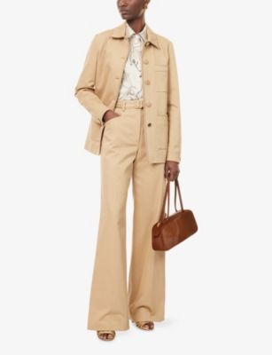 Gabriela Hearst Womens Camel Norman Straight-leg Cotton Trousers In Brown
