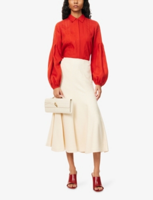 Gabriela Hearst Womens Antelope Orange Inga Balloon-sleeve Linen Blouse In Orange