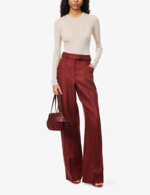Gabriela Hearst Womens Oatmeal Ribbed Long-sleeves Cashmere And Silk Top In Brown