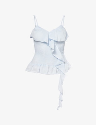 AMY LYNN: Stefania Ruffle Shirred Chiffon Top