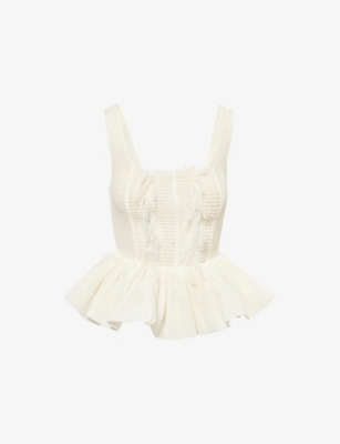 AMY LYNN: Calla Textured Peplum Woven Top