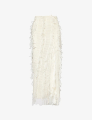 AMY LYNN: Textured Split-Hem Woven Maxi Skirt