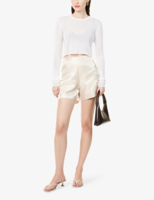 AMY LYNN: Shiny Tailored High-Rise Woven Shorts