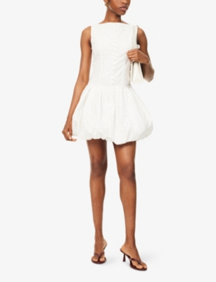 AMY LYNN: Liona Broderie Puffball Cotton Mini Dress