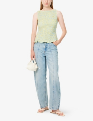 AMY LYNN: Sonya Shirred Cotton-Poplin Top