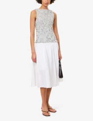 Amy Lynn Womens Mono Sonya Shirred Cotton-poplin Top In Metallic