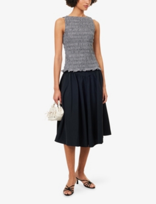Amy Lynn Womens Black Sonya Gingham Cotton-poplin Top In Multi