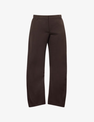 Acne Studios Womens Brown Mid-rise Barrel-leg Wool Trousers In Brown