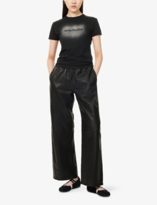 ACNE STUDIOS: Drawstring Wide-Leg Leather Trousers