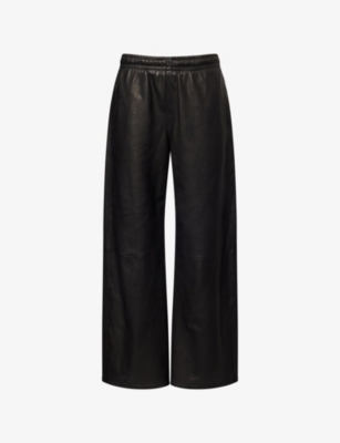 ACNE STUDIOS: Drawstring Wide-Leg Leather Trousers