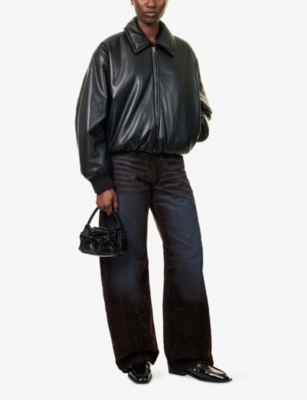 Acne Studios Womens Black Padded Relaxed-fit Faux-leather Jacket In Black