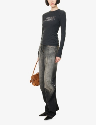 Acne Studios Womens Black Layered Slim-fit Stretch-cotton T-shirt In Black