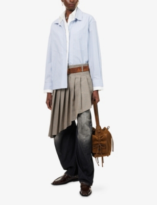 Acne Studios Womens Blue White Layered Striped Cotton-poplin Shirt In Blue