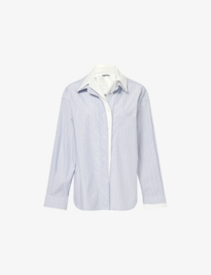 Acne Studios Womens Blue White Layered Striped Cotton-poplin Shirt In Blue